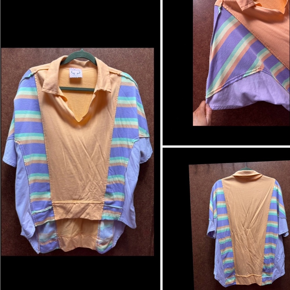 Fantastic Fawn Colorful Striped Short Sleeve Shirt